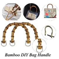 1pcs hot selling bamboo bag handle for handbag handcrafted diy bags accessories with link buckle handle lady purse