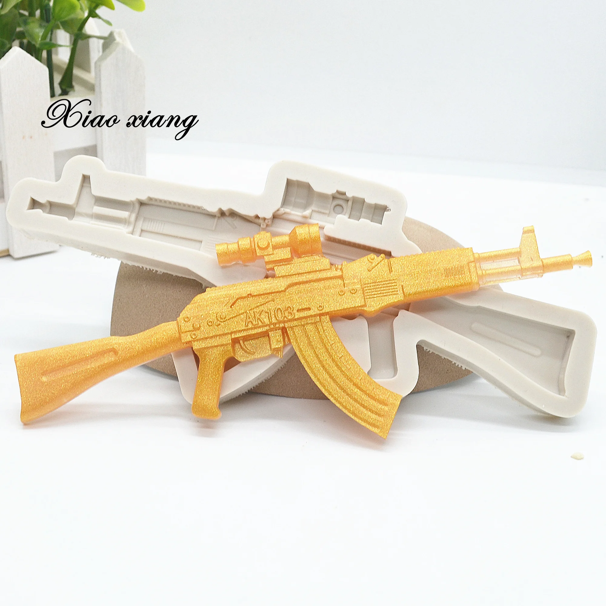 

DIY AK47 Gun Shape Fondant Soap 3D Cake Silicone Mold Cupcake Jelly Candy Chocolate Decoration Baking Tool Moulds FM1034