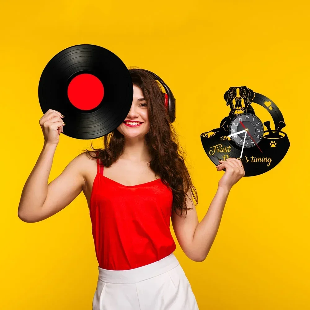 Настенные часы-боксеры для собак и пород сделанные из виниловой пластины LP