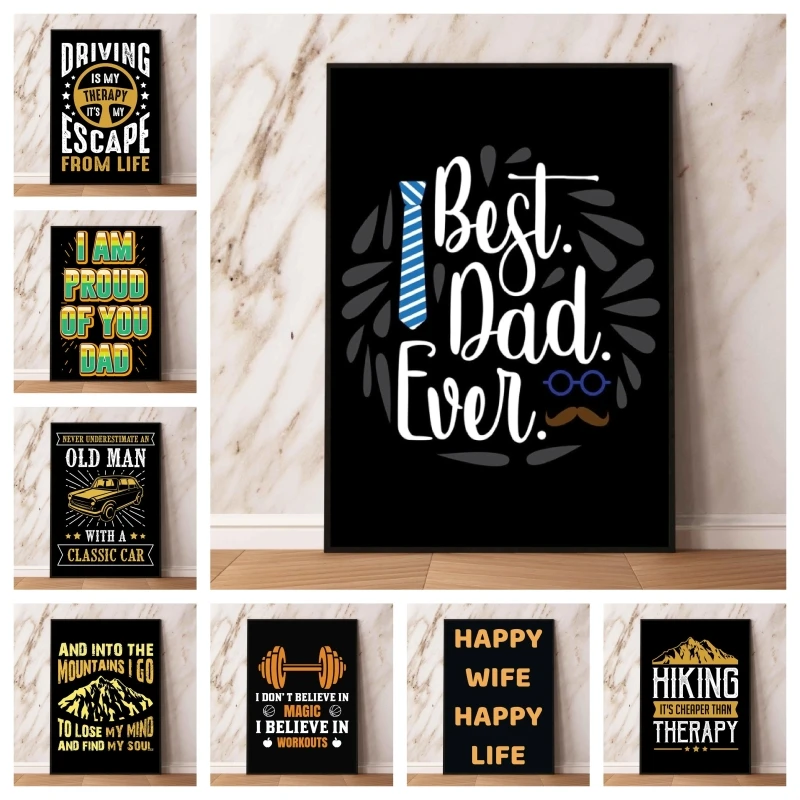 

Canvas Wall Art Happy Wife Happy Life Cartoon Character Picture Modern Home Children's Bedroom Decor Hanging Decorative