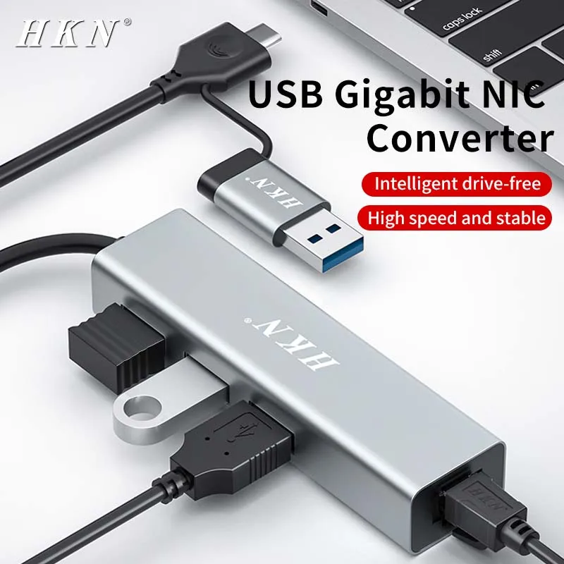 HKN USB 3.0 Тип C к Ethernet-адаптеру RJ45 Сетевая карта 1000 Мбит/с Конвертер в гигабитный