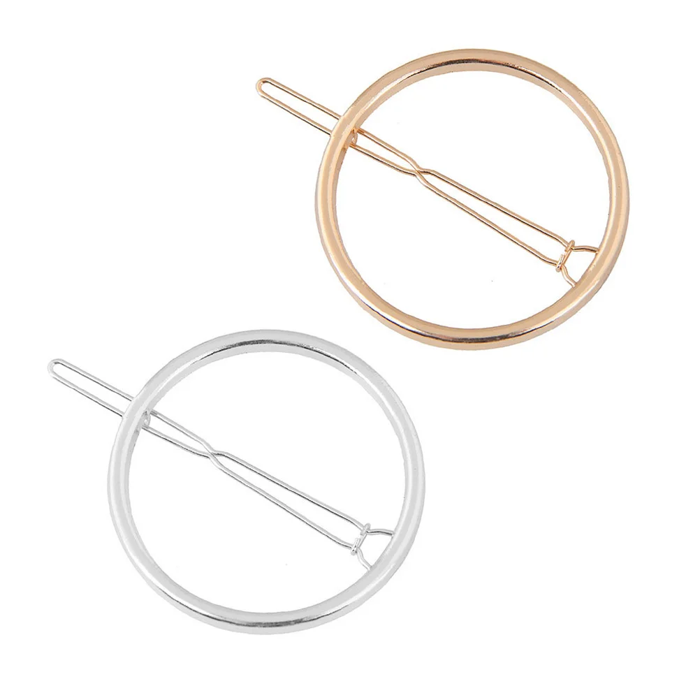 

2pcs Hair Clips Alloy Simple Round Ponytail Holder Headwearing Headdress Hairpins for Woman Girl Lady