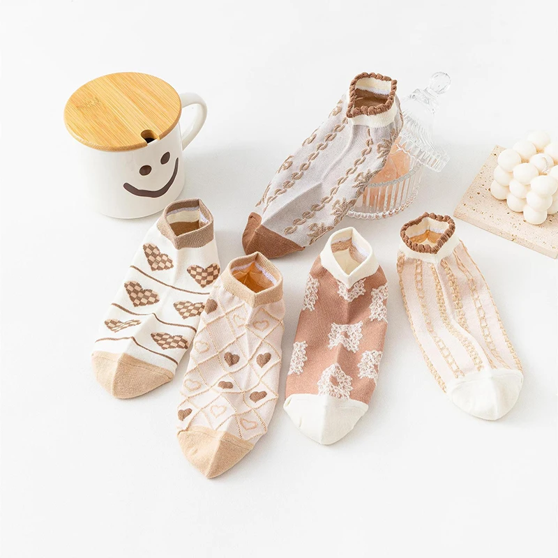 5 парт/лот летние женские носки с мультяшными животными тонкие вышитые тигровые