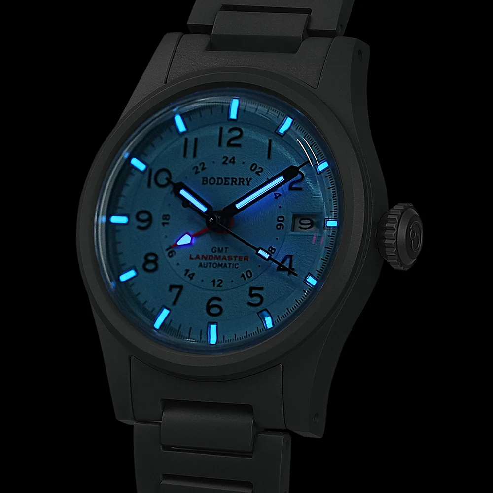 Фото Boderry LANDMASTER GMT полевые часы для мужчин титановые автоматические спортивные наручные часы для дайвинга 100 м водонепроницаемые №5