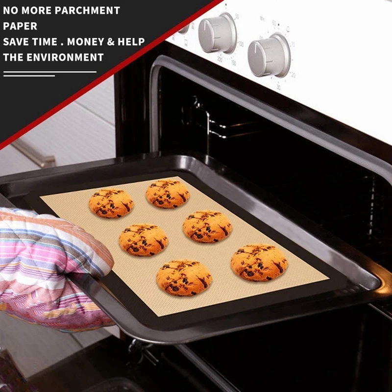 Набор из 5 силиконовых ковриков для выпечки без прилипания, переиспользуемых линеров для духовки и кисточки для раскатывания теста для макарон, выпечки и хлеба.