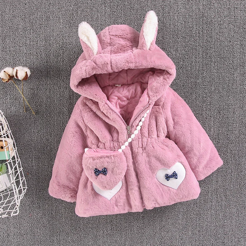 

New autumn Winter little Girl clothing Clothes Faux Fur Fleece Coat toddler Xmas Snowsuit Baby Warm Hooded cute Jacket Outerwear