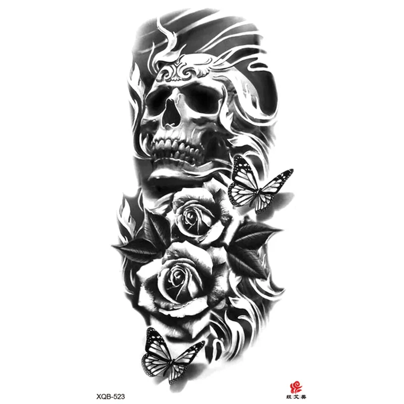 

5/pcs Steampunk Art Color Body Tattoo Stickers for Man Woman 210*114 Mm Arm Body Temporary Tattoo 2022 Skeleton Totem Tattoo