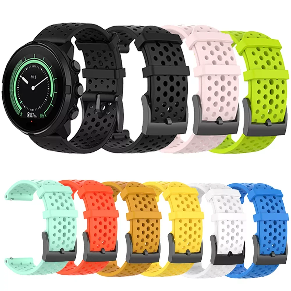 

24mm Silicone Watch Band for Suunto 9/7/D5/Spartan Sport/Wrist HR Sport Breathable Strap Watchband Bracelet for suunto 9 baro