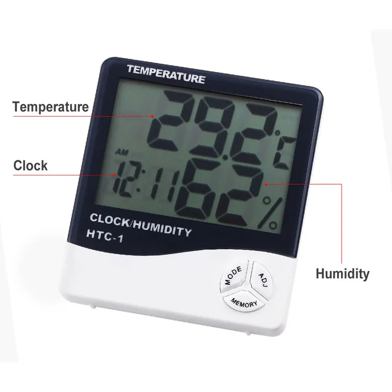 

Indoor LCD Eyelash Extension Temperature Humidity Timer Individual Eye Lash Glue Thermometer Hygrometer Weather Station Clock