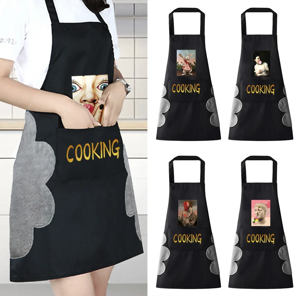 

Waterproof Kitchen Aprons for Men Women Oil-proof Chef Work Apron for Restaurant Bar Cafes Apron Funny Series Beauty Overalls