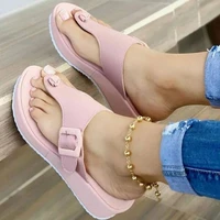 womens sandals summer shoes beach platform clip toes buckle strap pu leather female ladies casual shoes 2022 beach slippers