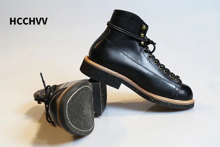 Мужская рабочая кожаная обувь с круглой головкой мужские и женские кожаные