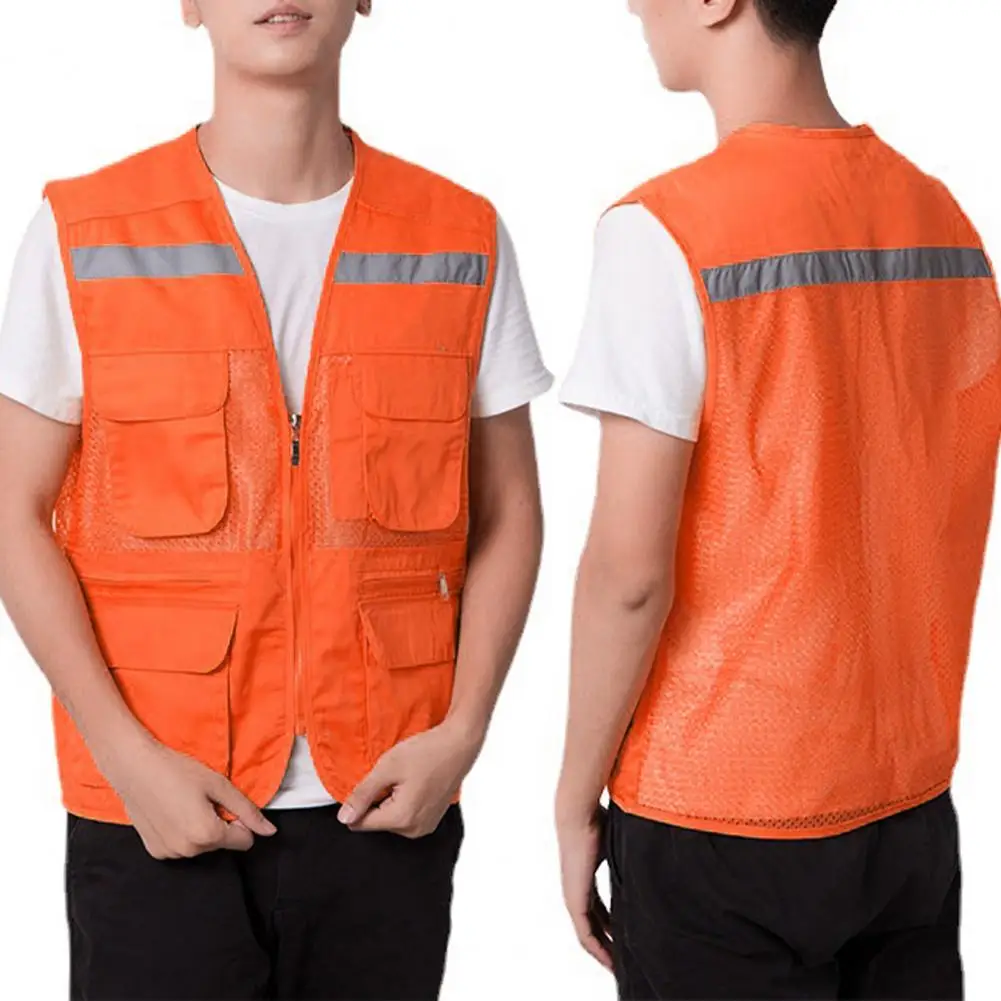 

Trendy Work Vest Wear-resistant Outdoor Fishing Hiking Vest Jacket Multi Pockets Thin Cargo Vest Camping Clothing