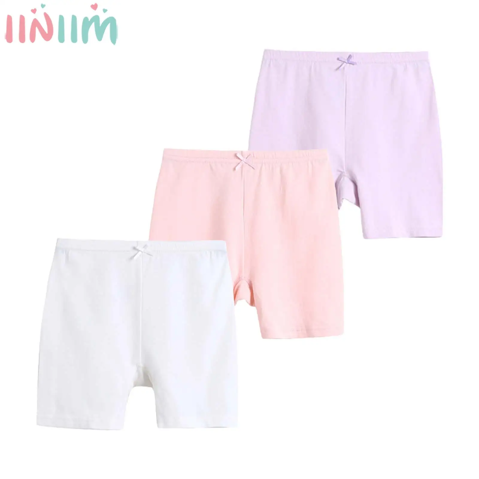 

Girls 3Pcs Set Casual Shorts Loungewear Elastic Waistband Solid Bowknot Safety Pants Dance Skirt Party Dress Leggings Nightwear