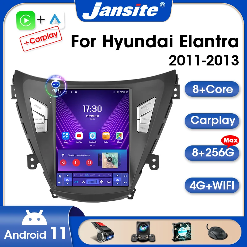 

Jansite Android 11 For Hyundai Elantra 2011-2013 Car Stereo Radio Multimedia Video Player GPS Carplay Auto RDS IPS Screen DSP AM
