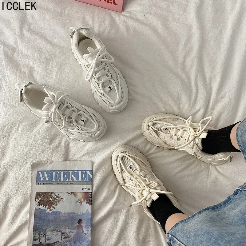 Женские Дизайнерские кроссовки на платформе Нескользящая дышащая светильник