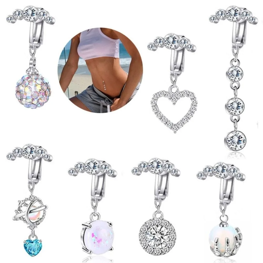 

Faux Fake Belly Rings Fashion Clip on Umbilical Hoop Fake Piercing Navel Ring Anti-allergy Cartilage Belly Button Ring Body