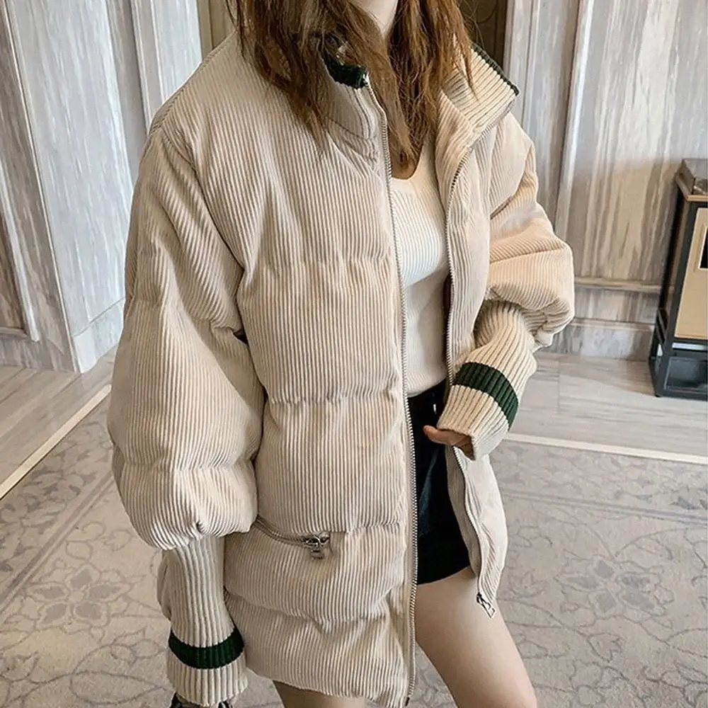 Winter Womens Cold Coat Parka Super Hot Corduroy Padded Jacket Cheap Wholesale Loose Long Sleeve Top Coat Fashion Snow Outercoat