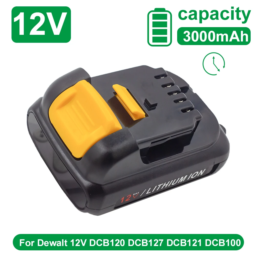 

For DEWALT 12V 3000mAh DCB120 DCB127 DCB121 10.8V DCB120 DCB127 DCB121 DCB100 DCB101 DCB119 Li-ion Power Tools Battery
