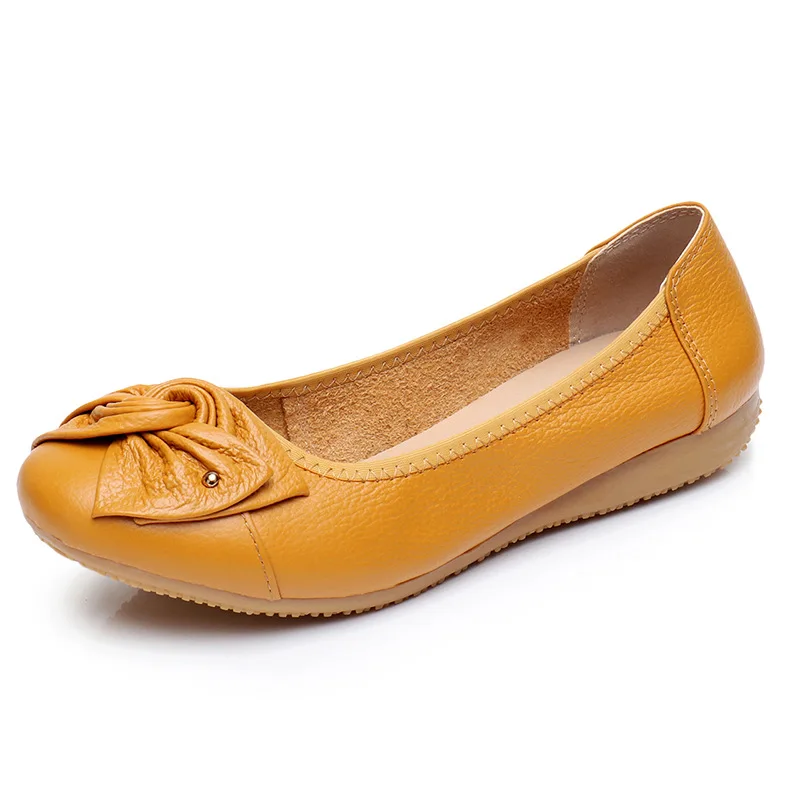 New Woman Flats Vrouwen Vrouwelijke Dames Moeder Vrouw Flats Schoenen Instappers Echt Leer Slip Op Zomer Ronde Neus Size 34-43