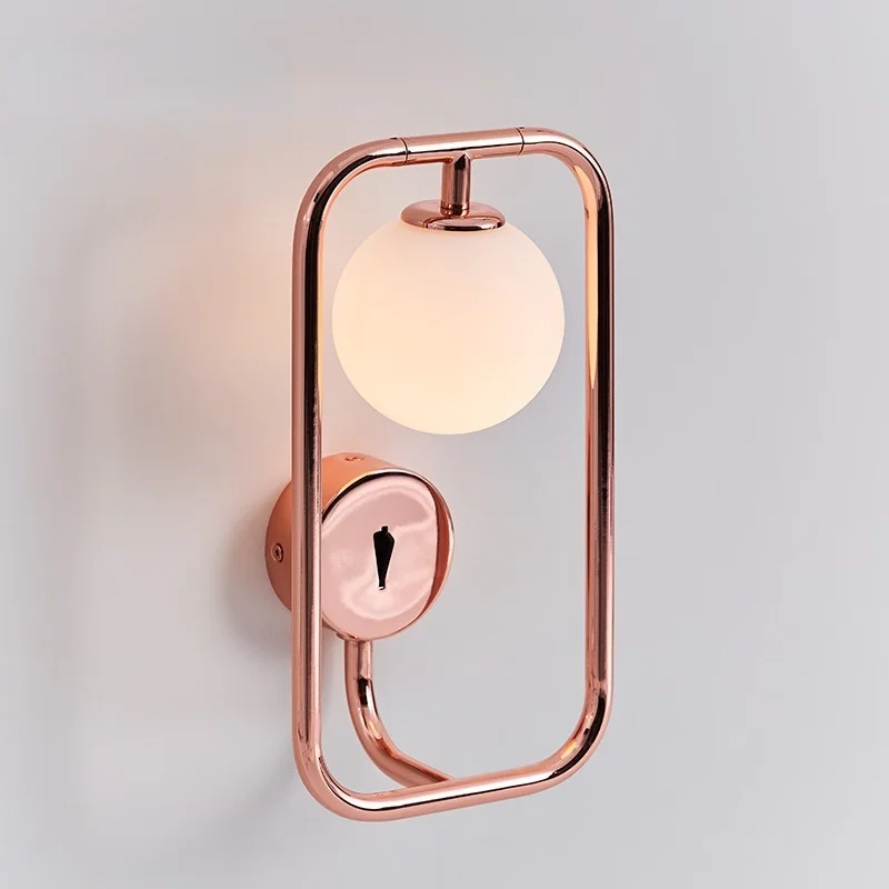Lámpara de pared de pasillo Simple con diseño de semillas, candelabro giratorio de cristal circular de oro rosa, iluminación LED para dormitorio y mesita de noche, nuevo
