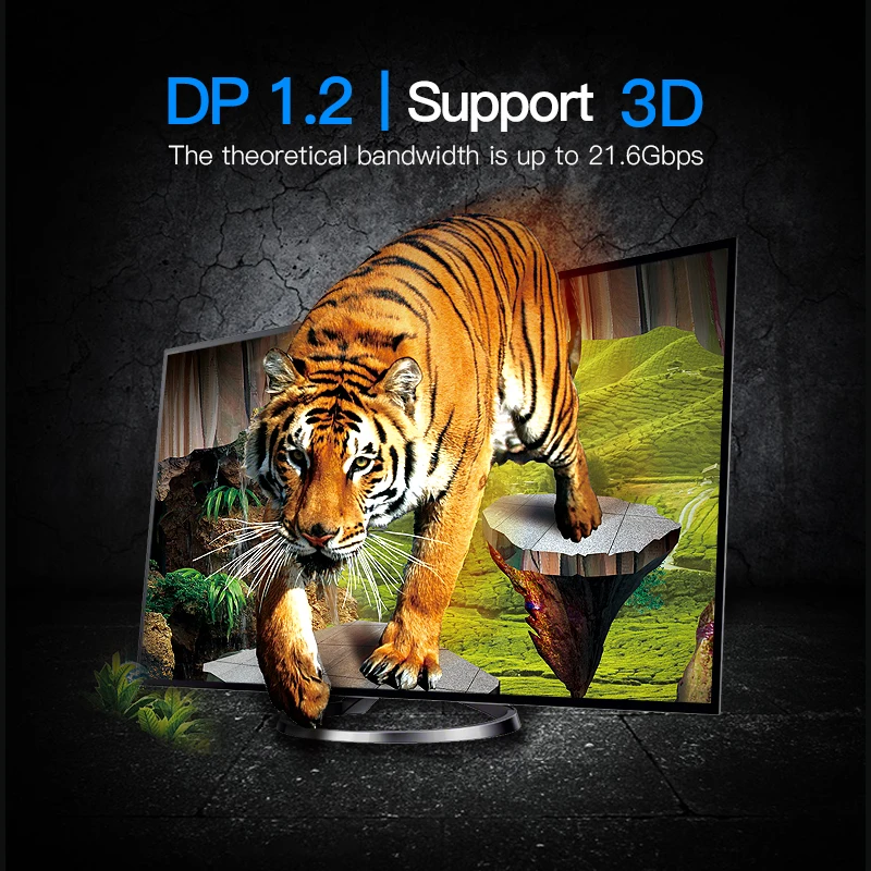Фото Кабель Thunderbolt Mini displayport к Displayport Vention, Кабель-адаптер Mini DP к DP, компьютерный ТВ конвертер для Macbook Pro Air №3