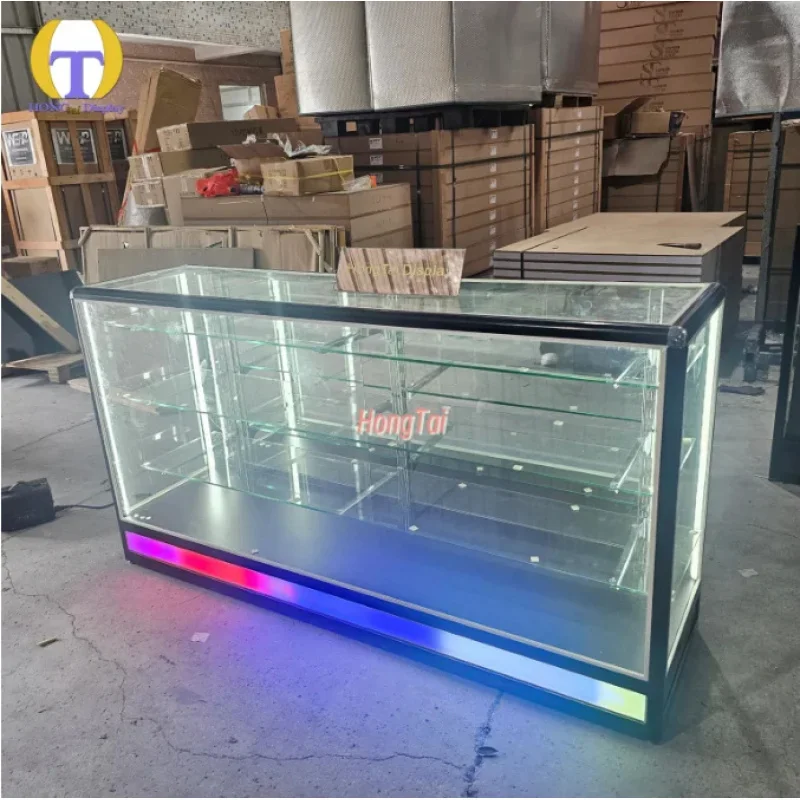 Фото Витрина для табачных изделий custom.Guangzhou HongTai 2026: Новая модель со стеклянным дисплеем и красочной LED-подсветкой №5