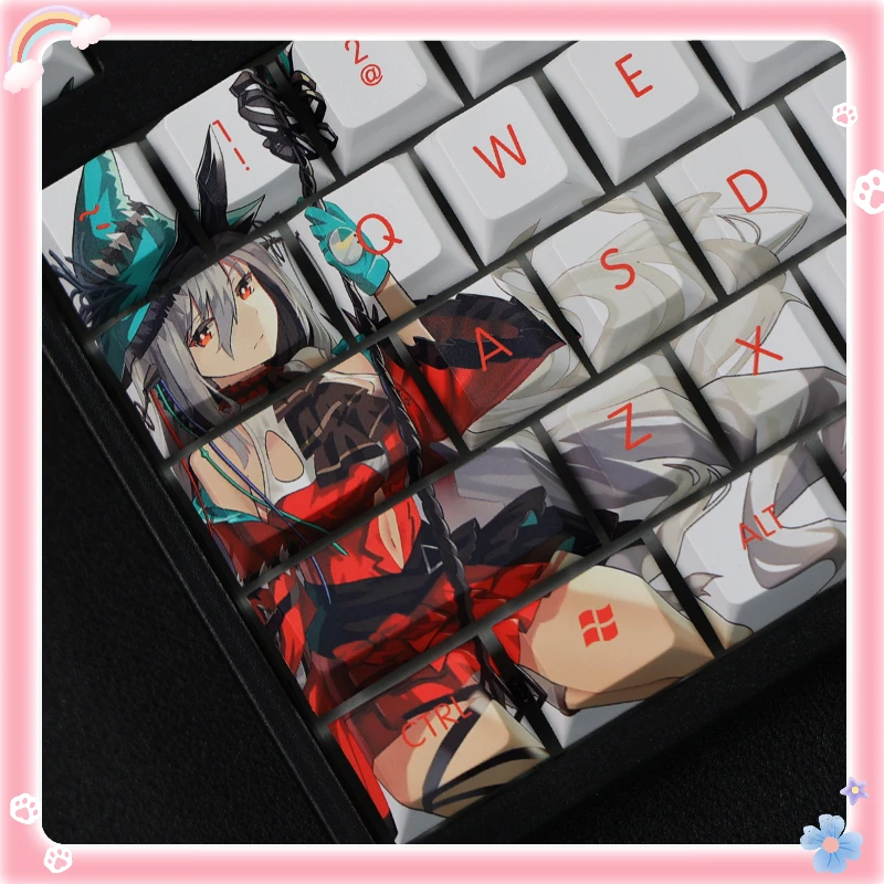 108 клавиш/набор Arknights Skadi Keycaps Аниме Пользовательские Keycap PBT Сублимация для механической клавиатуры Вишневый профиль MX Переключатель 61/104