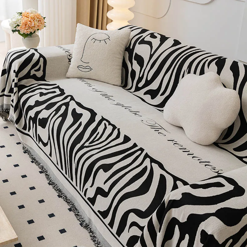 

Cartoon Lines Print Sofa Cover Chenille Sofa Towel Blanket Couch Cover Universal Anti-cat Scratch Sofa Blanket Room Decor