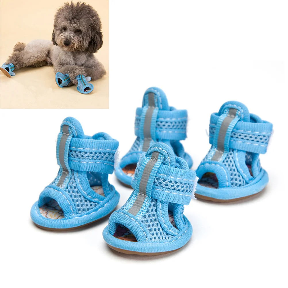 

4pcs Summer Sneakers Sandals Summer Shoes Mesh Sandals Breathable Summer Shoes for Puppy Supplies ( Blue, 3 5x4 5cm )