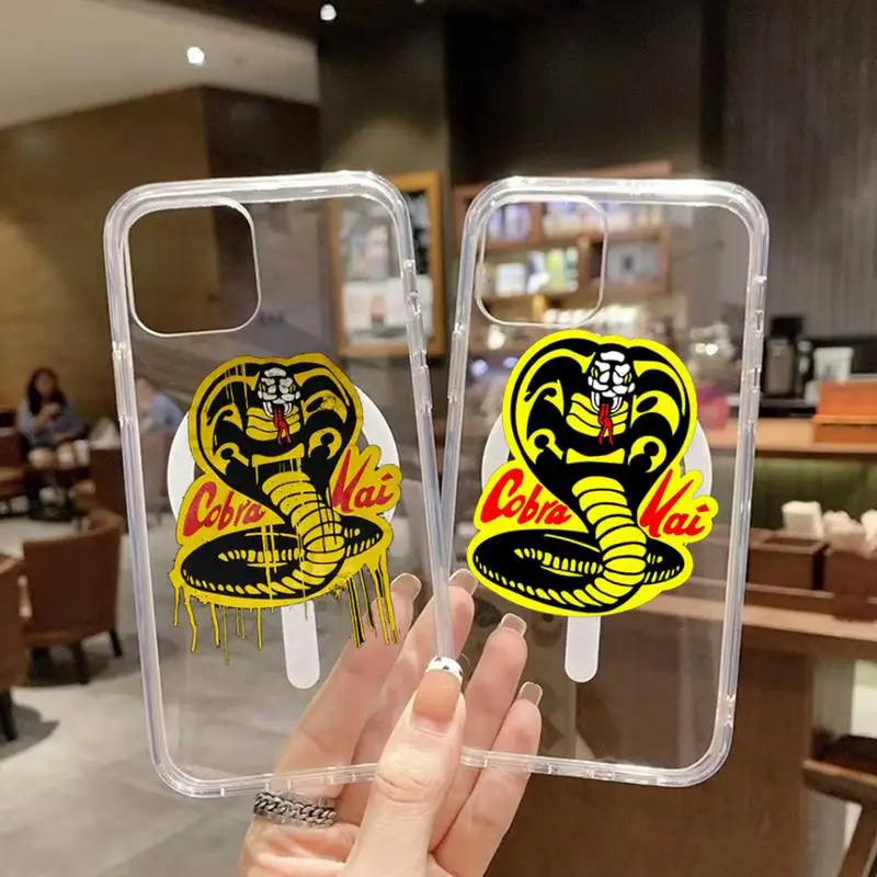 

Cobra Kai Logo Phone Case Transparent Magsafe Magnetic Magnet For iPhone 13 12 11 Pro Max Mini Wireless Charging
