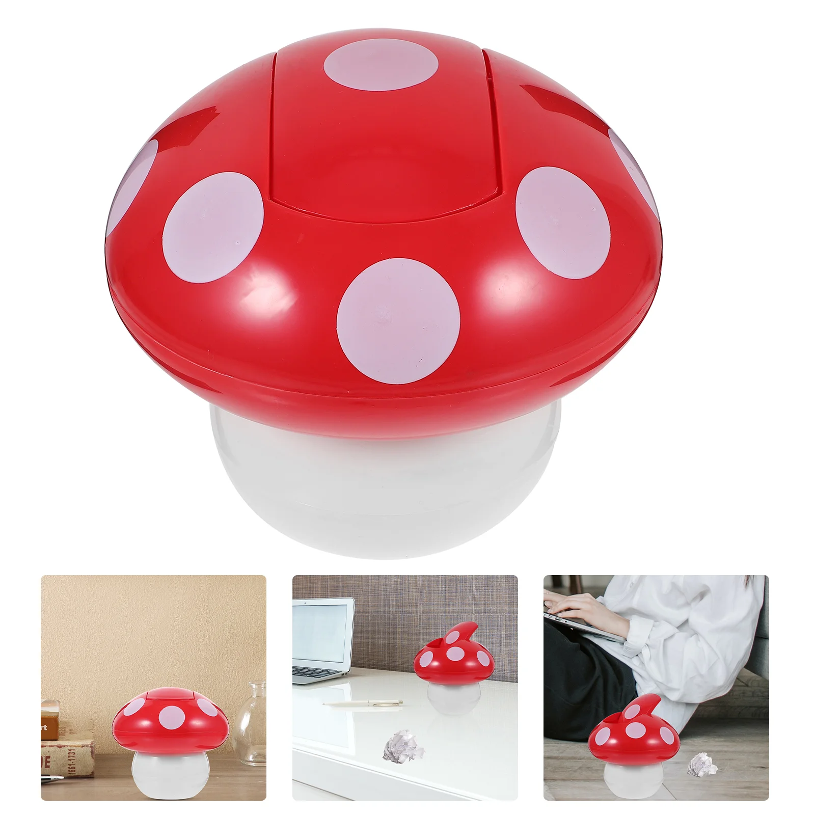 

Mushroom Desktop Trash Can Office Mini Plastic Containers Kawaii Decor Abs Garbage Collector