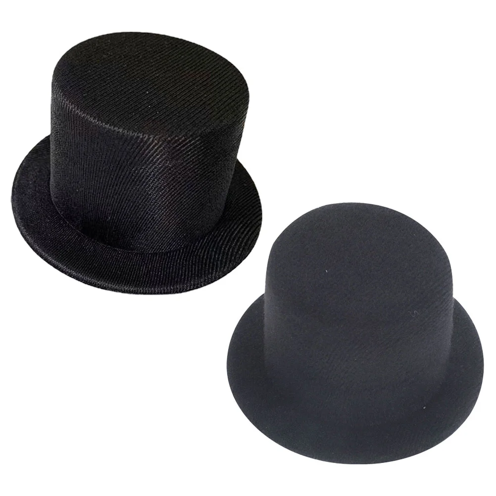 

2 Pcs Accessories Mini Hat Christmas Decor Cylinder Hats Cloth Miniature Tops