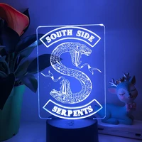 the south side serpents snake logo tv series riverdale 3d led night light bedroom decor friend birthday present table lamp