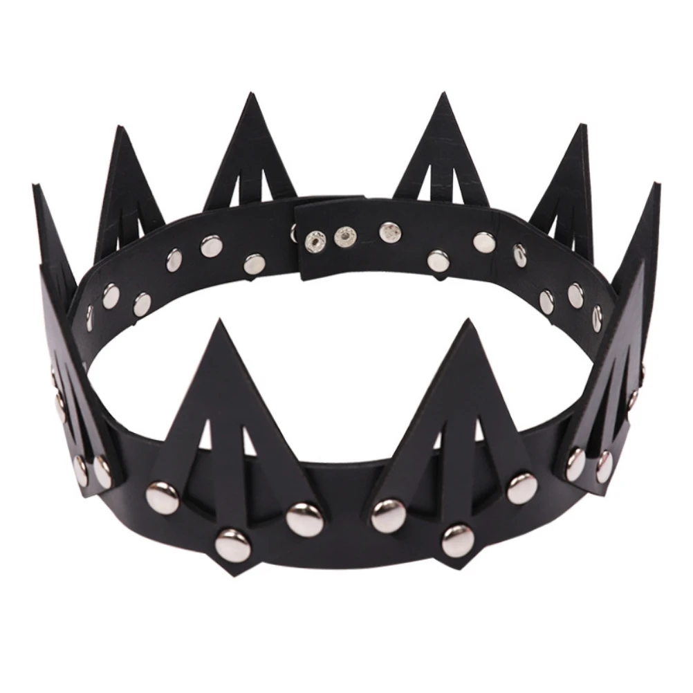 

Fashion Queen Crown PU Leather Queen Tiara Headband Cosplay Costume Headwear for Prom Birthday Cosplay Party