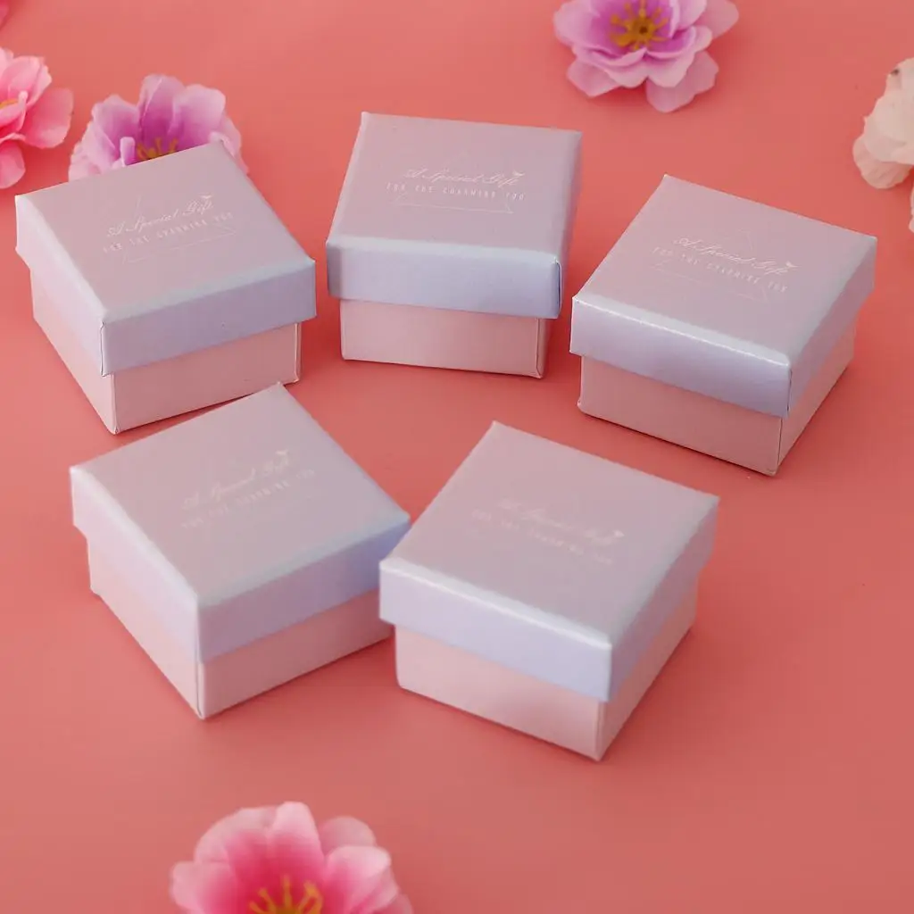 

Simple Lovely Pink Jewelry Gift Boxes for Necklace Earrings Rings Paper Box Case - Gradient Pink , 5Pcs/Set