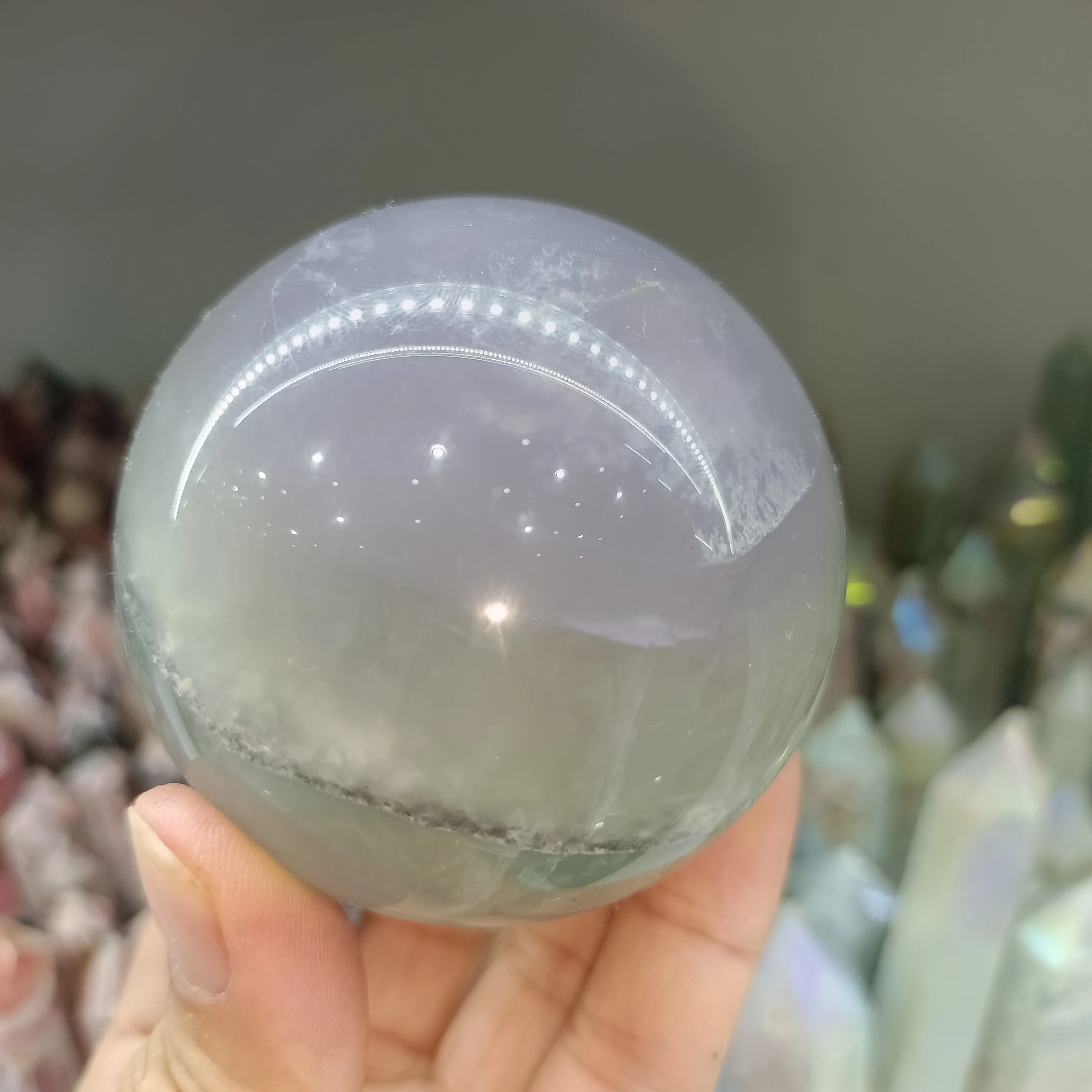 

NATURAL MACARON FLUORITE ORB CRYSTAL ENERGY HEAL