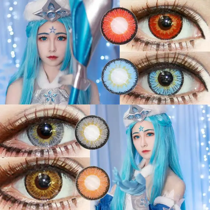 

With Degree Prescription anime Cosplay Con tacts Lens es Colored Lens for Eyes Pupil Cosmetic Solution Party Lentes De Contacto
