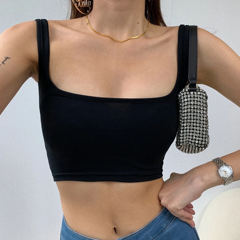 

Женские летние пикантные облегающие майки без рукавов, топы, жилет, Короткие топы, женские футболки, однотонные спортивные топы-трубы с квад...