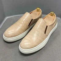 genuine leather men casual shoes fashion comfortable crocodile print slip on luxury breathable outdoor flat driving loafer shoe