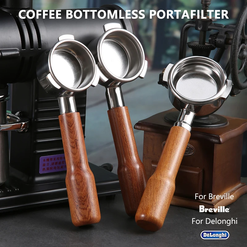 

51/54/58mm Stainless Steel Coffee Bottomless Portafilter for Delonghi EC680/EC685 for Breville 870/878/880 Espresso Accessories