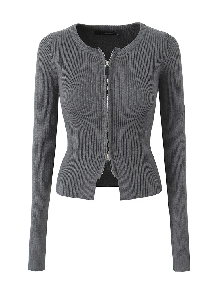 Suninheart 2023 Женский Осенний модный уличный стиль эластичный вязаный кардиган милый