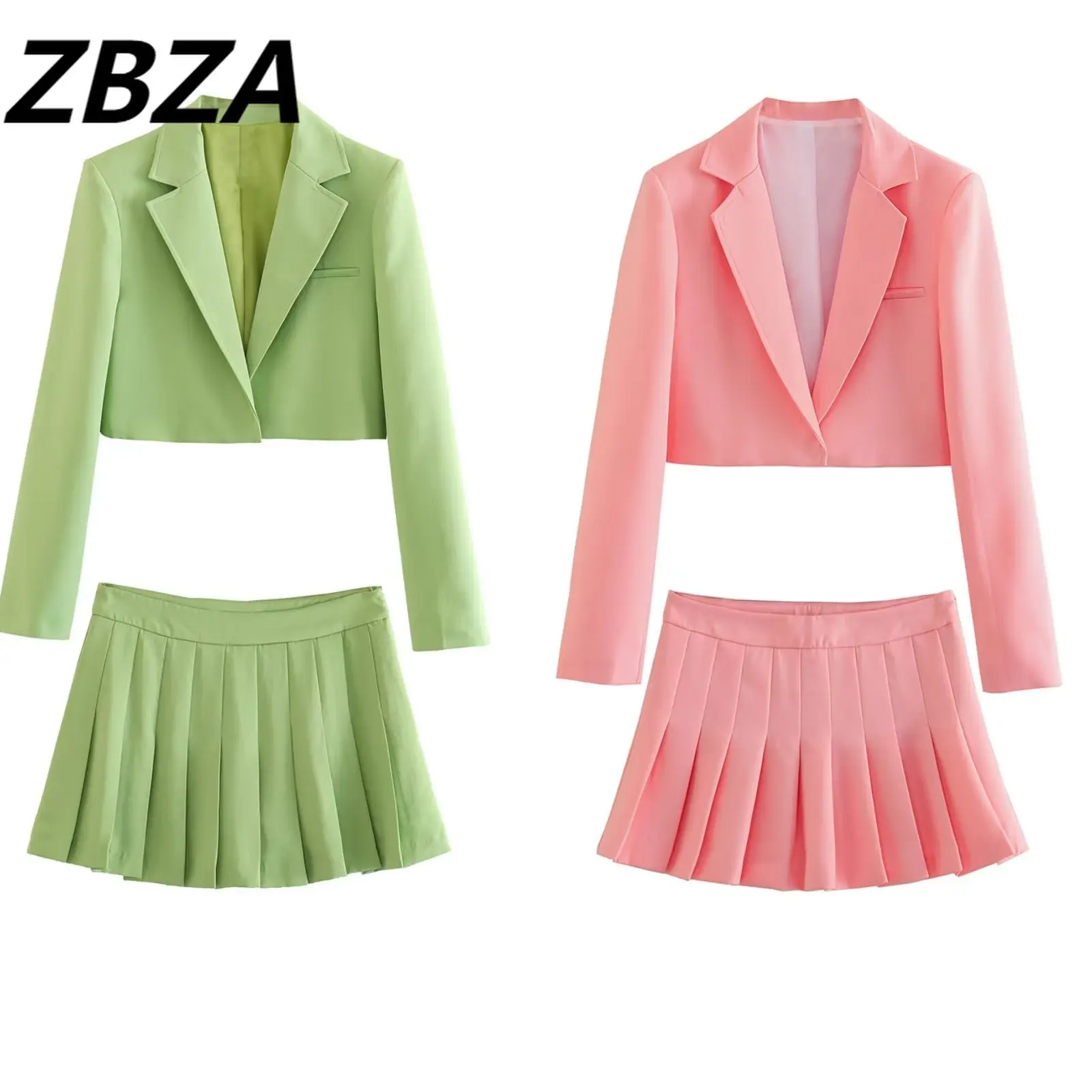 

Женский комплект из 2 предметов, новинка 2023, модное двухцветное короткое пальто, винтажная юбка с высокой талией, брюки, Женская шикарная верхняя одежда