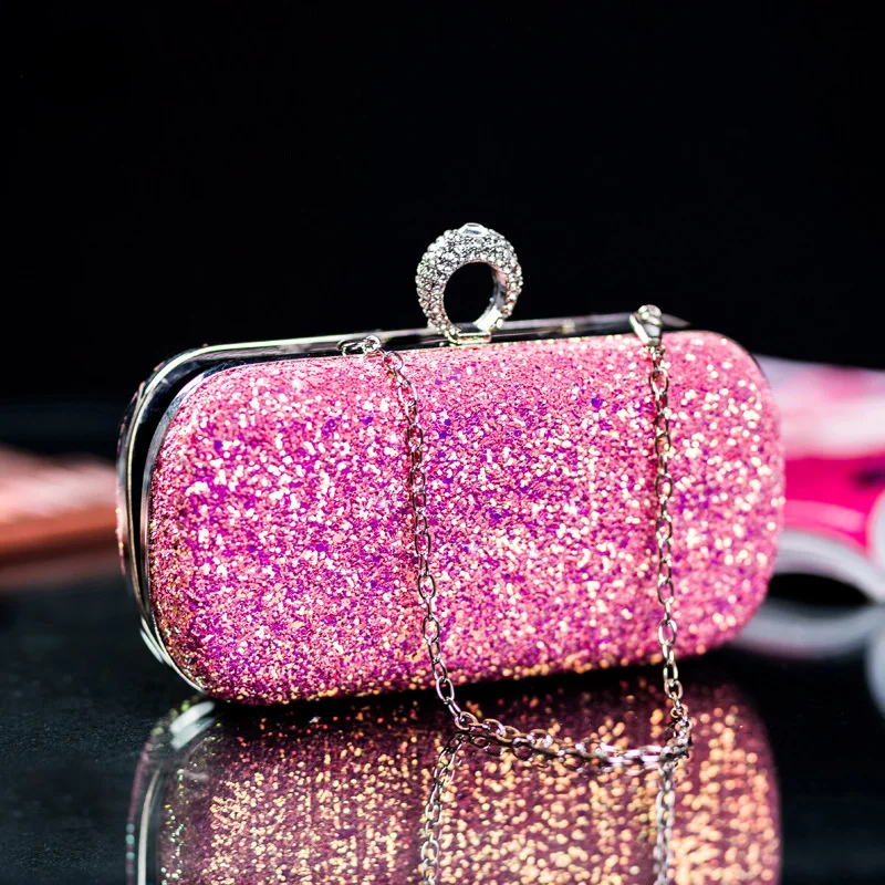 

Evening Pink Clutch Purse Women Bling Sequins Handbags 2023 New Fashion Designer Luxury Phone Bag 2023 Small Designer Bag