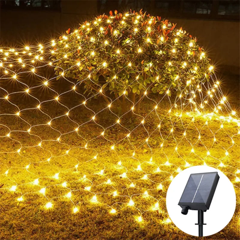 

4Mx6M Solar Power Garland Curtain LED Net Light Festoon Christmas Decor for Home New Year Navidad Noel Decor Garden Decoration