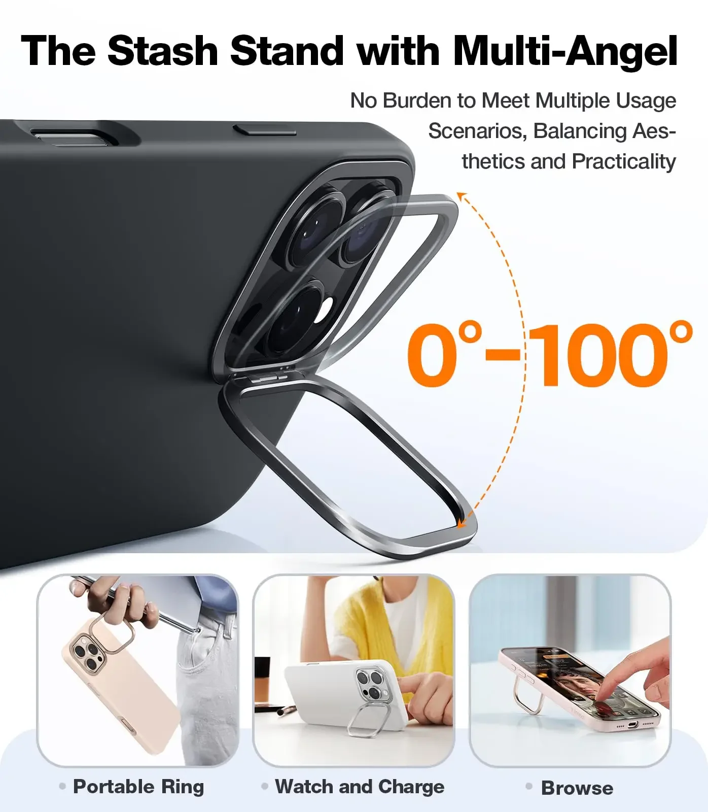 TORRAS D1 Чехол-подставка из жидкого силиконового геля для iPhone 16 15 Pro Max совместимый с