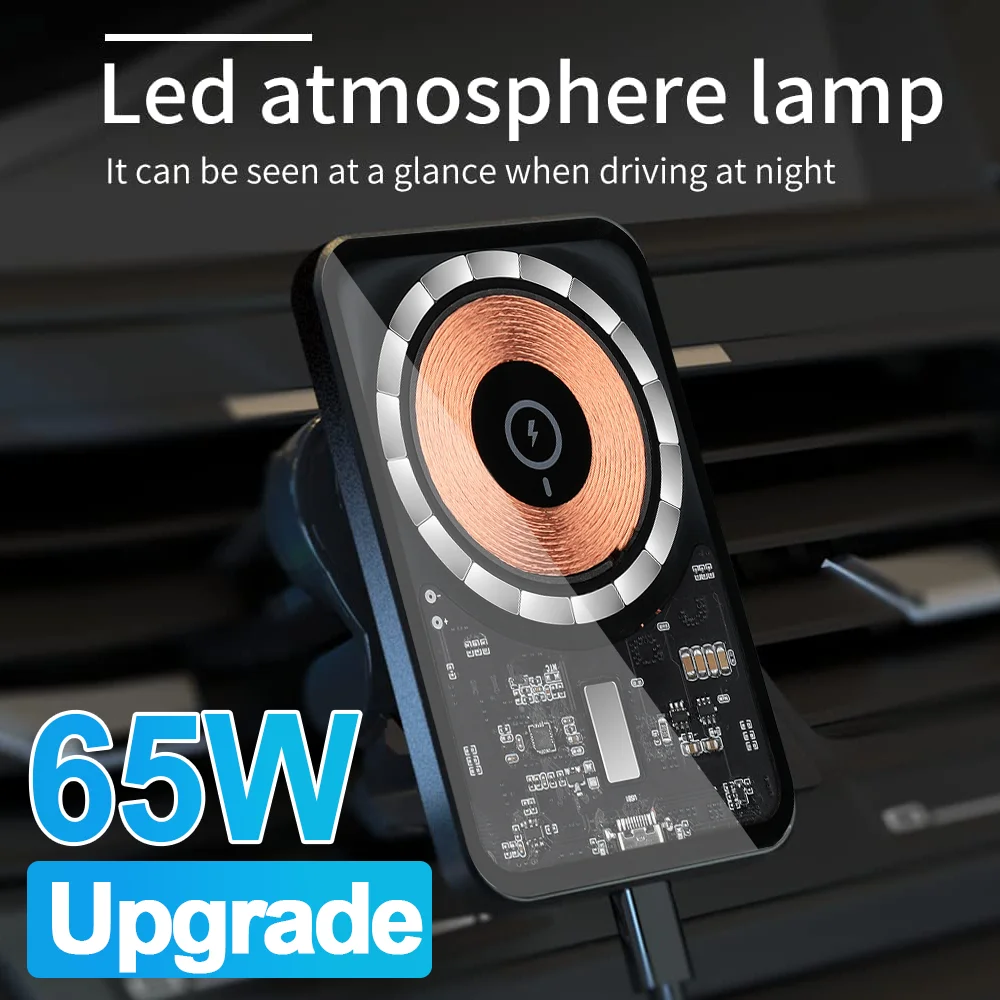 

65W Magnetic Wireless Chargers Car Air Vent Stand Phone Holder Mini QI Fast Charging Station For iPhone 12 13 14 Pro Max macsafe