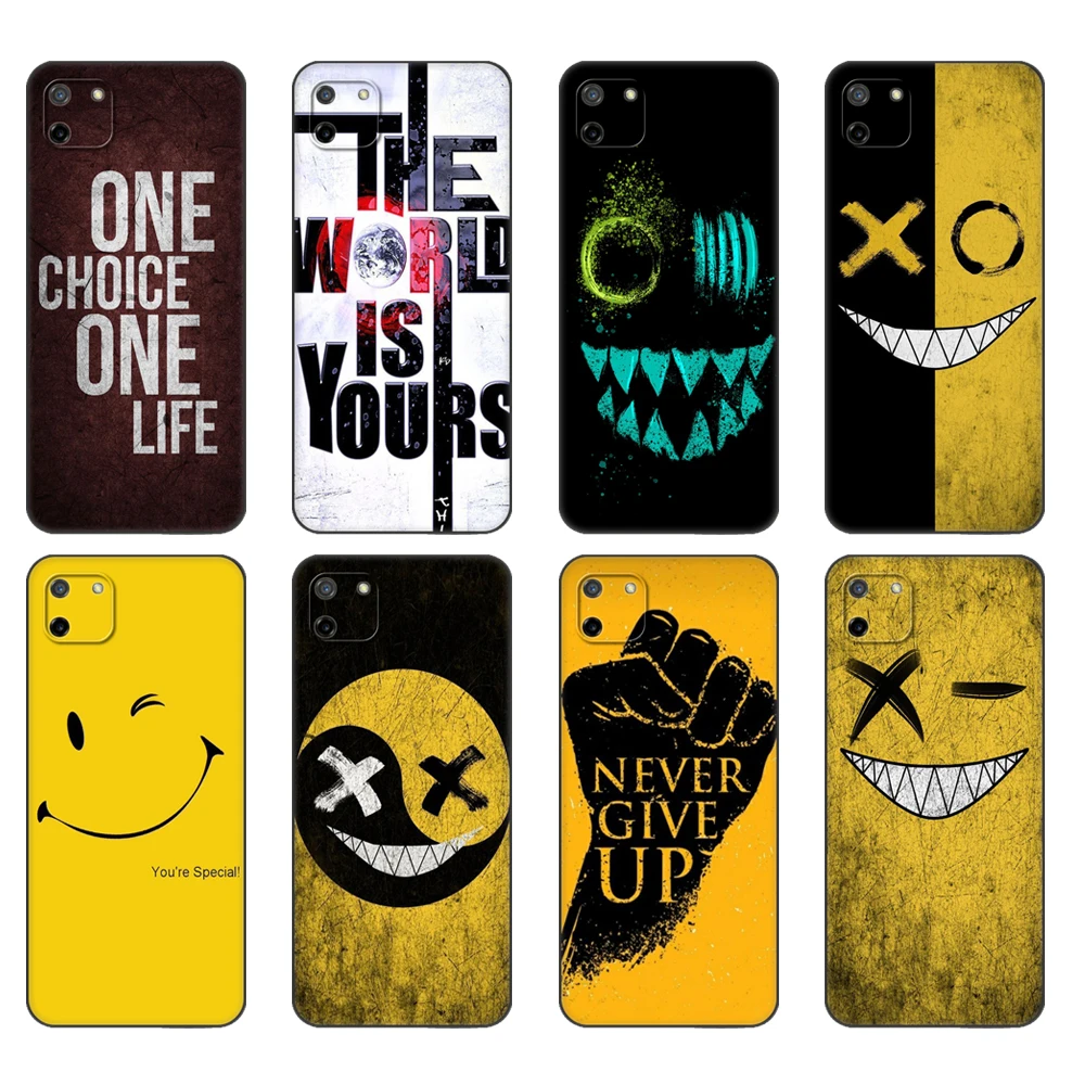 

Black tpu Case For OPPO Realme C11 Case For Realme C 11 RealmeC11 Back RMX2185 Case Cover Bumper Power Never Give Up