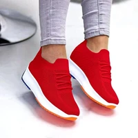 2022 womens sneakers plus size mesh breathable thick sole ladies flats comfortable fashion vulcanized sneakers white black