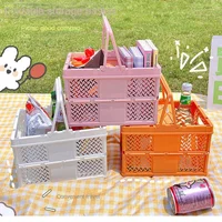 New Picnic Basket Collapsible Crate Portable  Small Basket Snack Storage Box Cosmetic Storage Basket Office Organizer Container